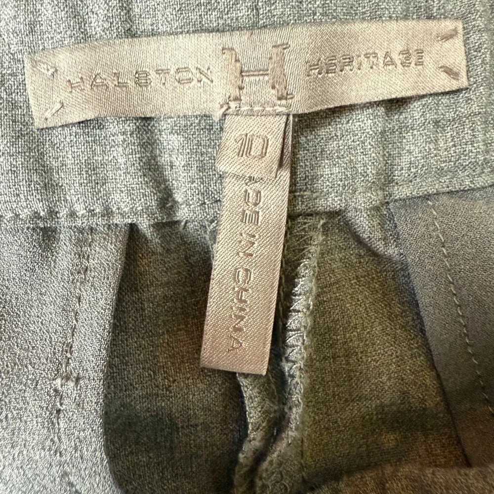 Halston Heritage Pants Womens 10 Gray Wool Blend Dressy Straight Leg Split Ankle
